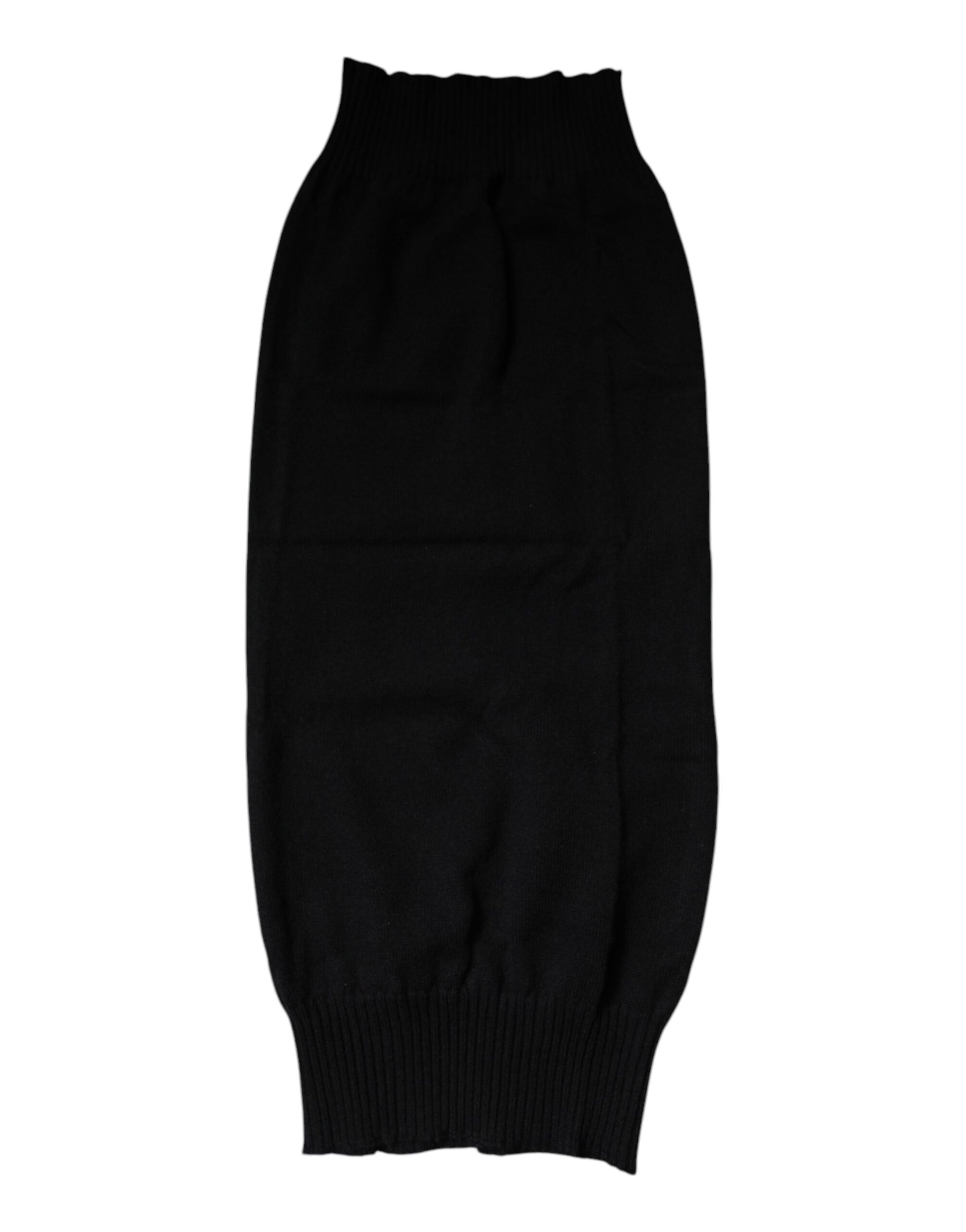 Black Cashmere Knitted Neck Warmer Foulard Scarf-Dolce & Gabbana-LabelTerrace.com