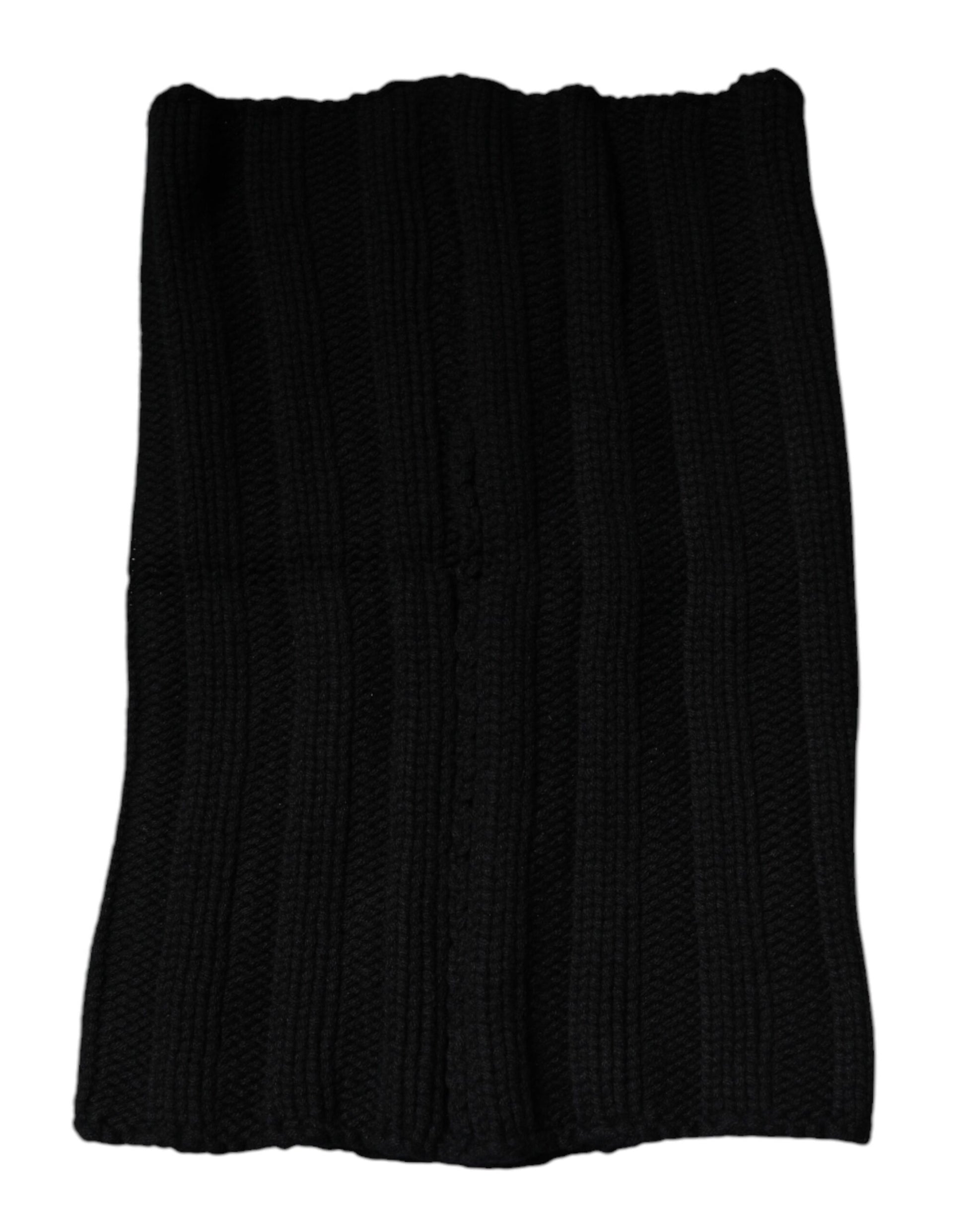 Black Cashmere Knitted Neck Warmer Foulard Scarf-Dolce & Gabbana-LabelTerrace.com