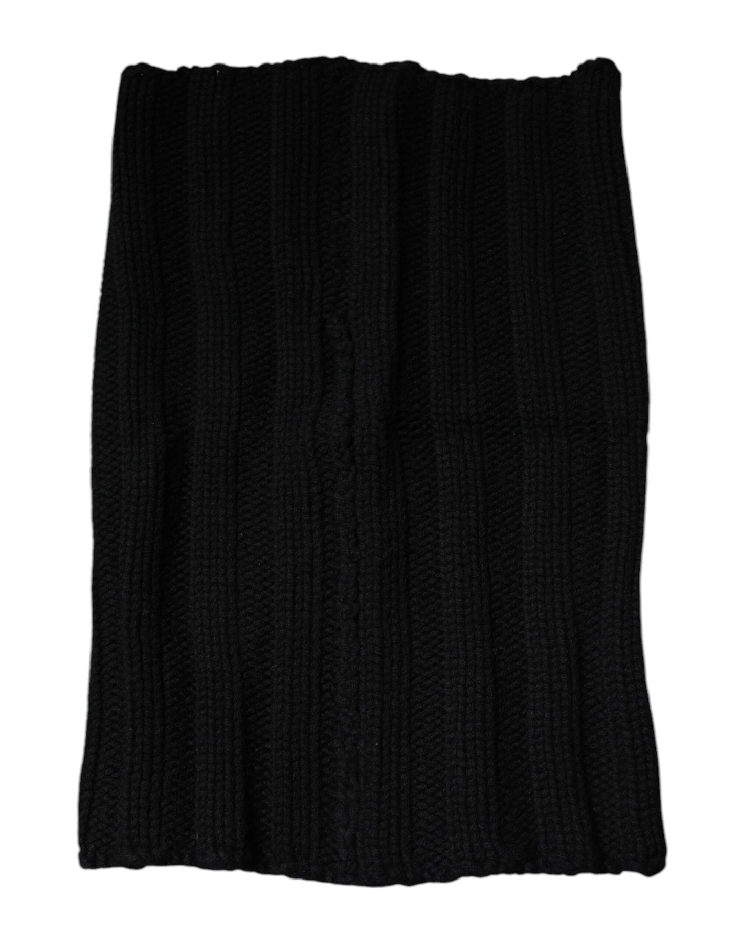 Black Cashmere Knitted Neck Warmer Foulard Scarf-Dolce & Gabbana-LabelTerrace.com