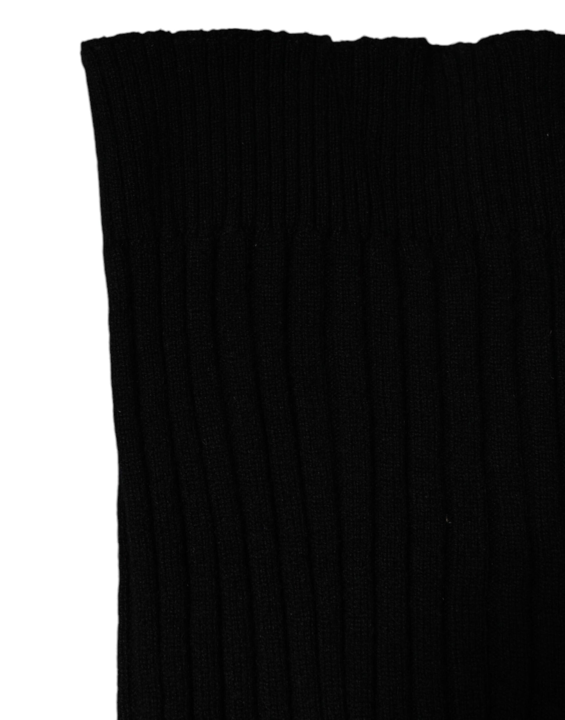 Black Cashmere Knitted Neck Warmer Foulard Scarf-Dolce & Gabbana-LabelTerrace.com