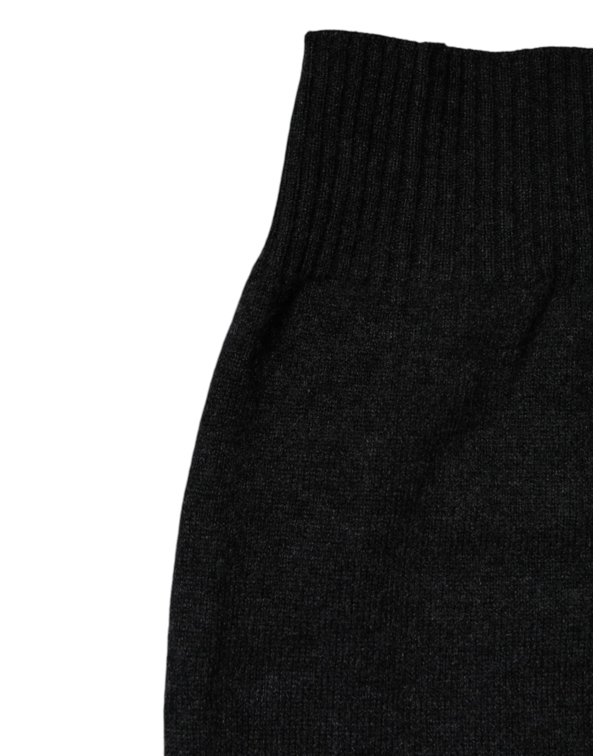 Black Cashmere Knitted Neck Warmer Foulard Scarf-Dolce & Gabbana-LabelTerrace.com