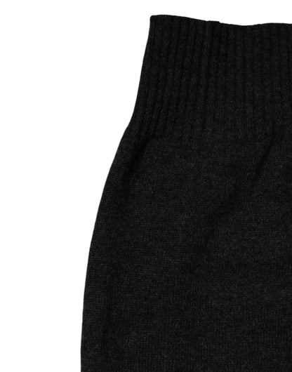 Black Cashmere Knitted Neck Warmer Foulard Scarf-Dolce & Gabbana-LabelTerrace.com