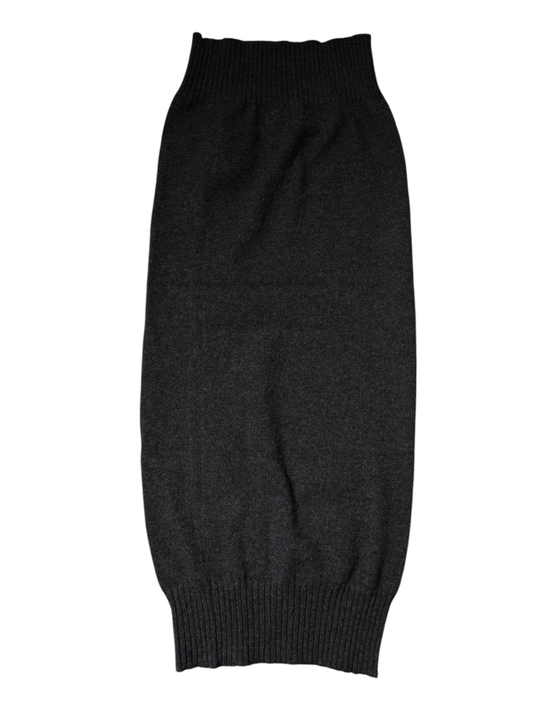 Black Cashmere Knitted Neck Warmer Foulard Scarf-Dolce & Gabbana-LabelTerrace.com