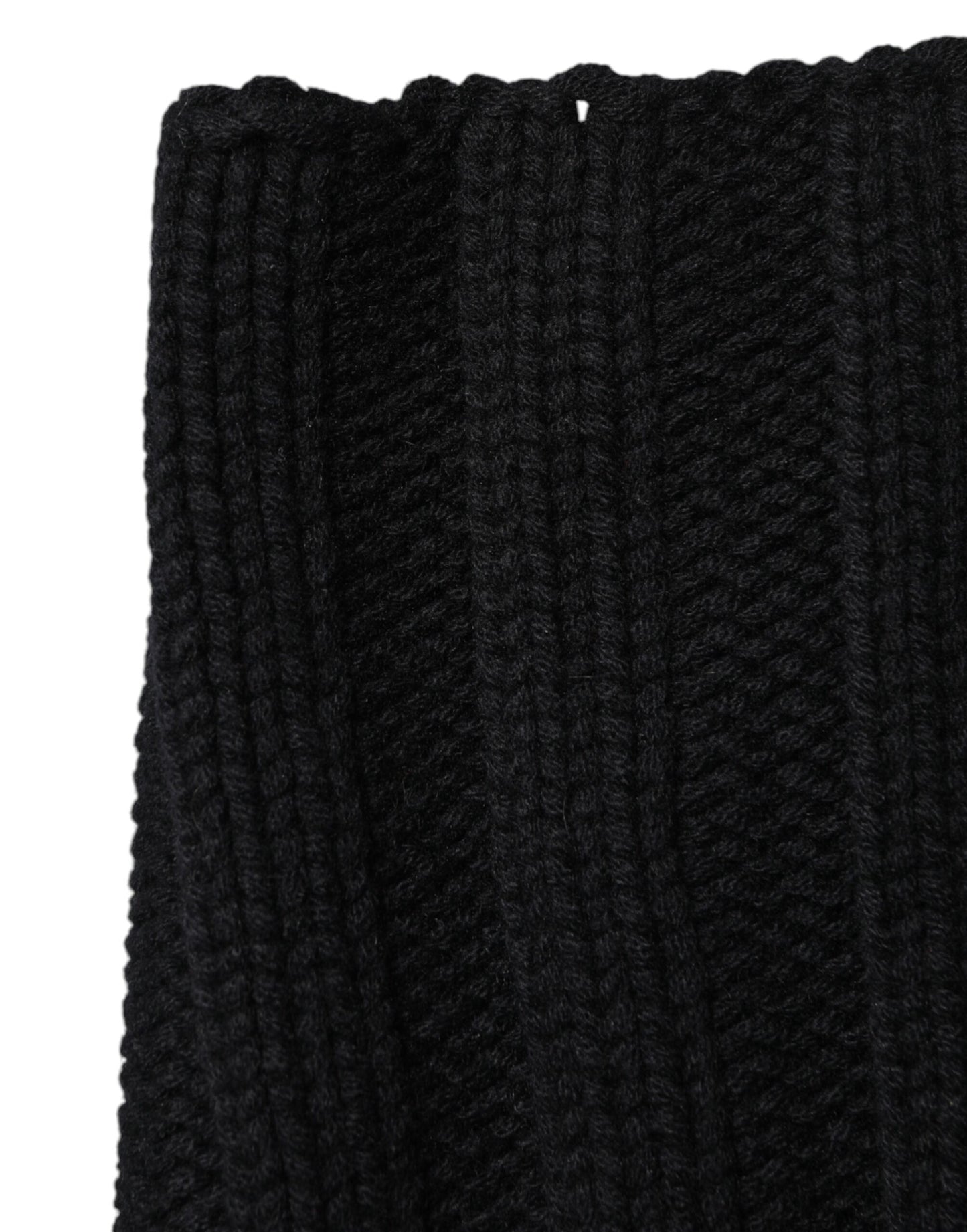 Black Cashmere Knitted Neck Warmer Foulard Scarf-Dolce & Gabbana-LabelTerrace.com