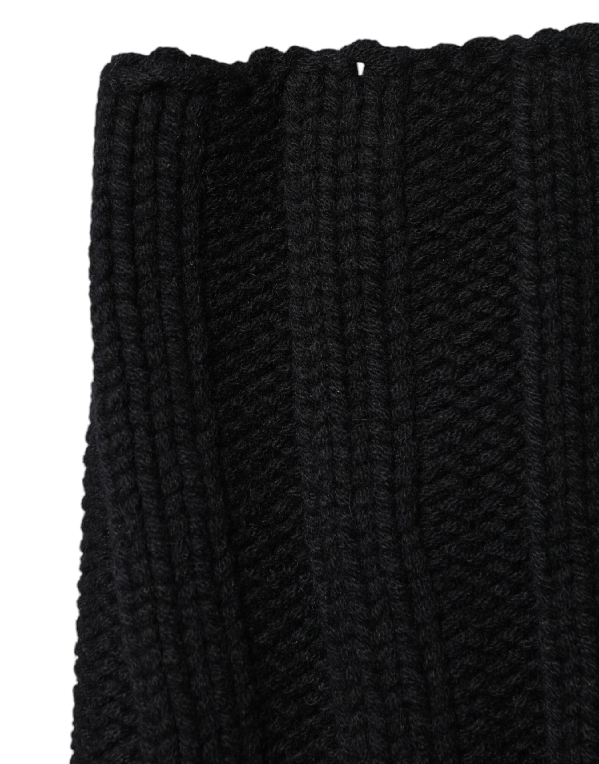 Black Cashmere Knitted Neck Warmer Foulard Scarf-Dolce & Gabbana-LabelTerrace.com