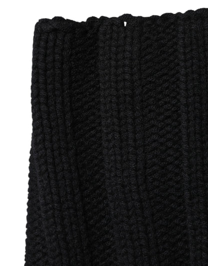 Black Cashmere Knitted Neck Warmer Foulard Scarf-Dolce & Gabbana-LabelTerrace.com