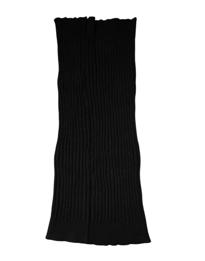 Black Cashmere Knitted Neck Warmer Foulard Scarf-Dolce & Gabbana-LabelTerrace.com