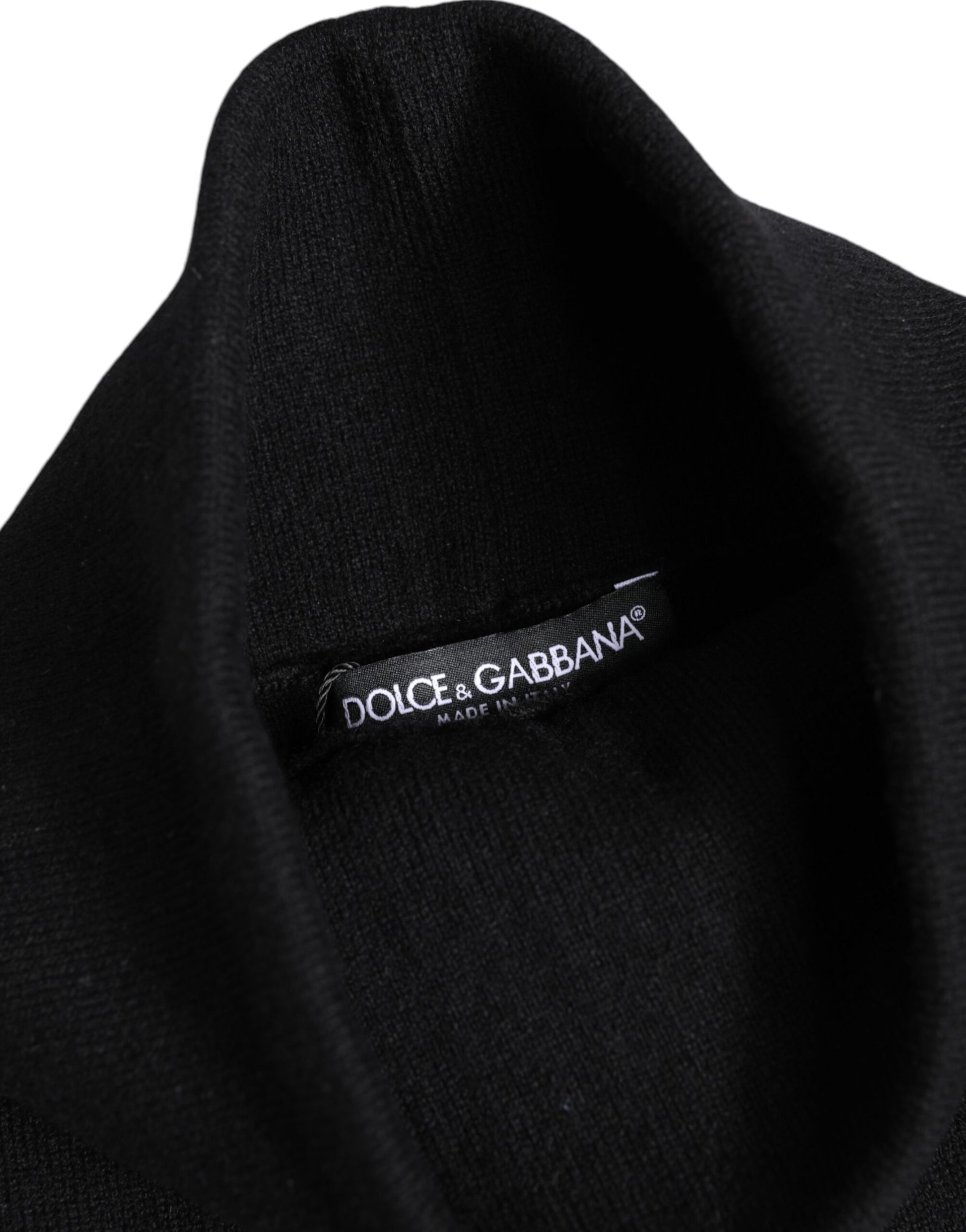 Black Cashmere Knitted Neck Warmer Foulard Scarf-Dolce & Gabbana-LabelTerrace.com