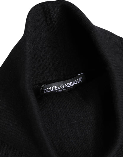 Black Cashmere Knitted Neck Warmer Foulard Scarf-Dolce & Gabbana-LabelTerrace.com