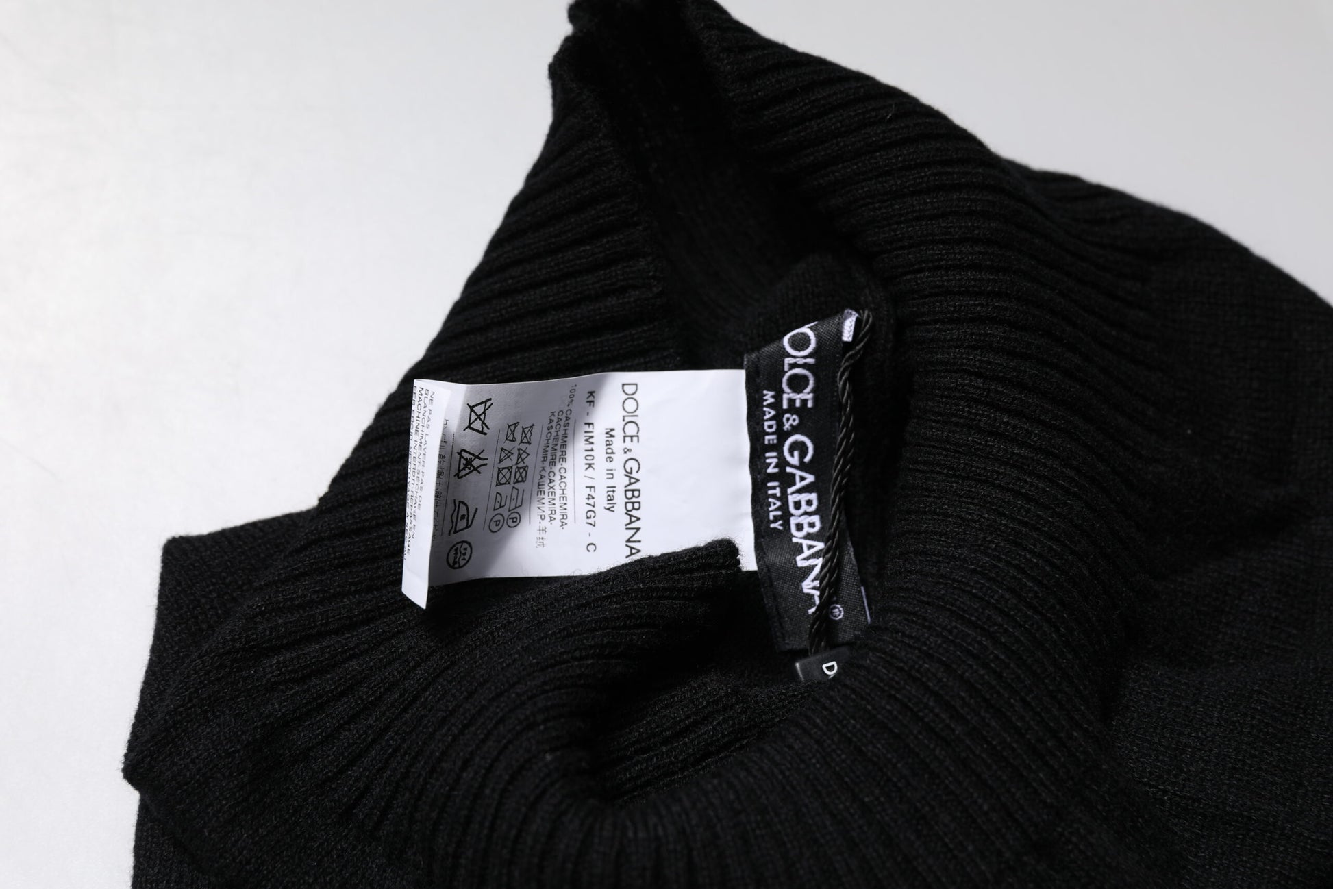 Black Cashmere Knitted Neck Warmer Foulard Scarf-Dolce & Gabbana-LabelTerrace.com