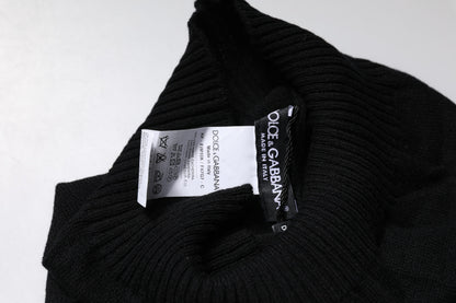 Black Cashmere Knitted Neck Warmer Foulard Scarf-Dolce & Gabbana-LabelTerrace.com
