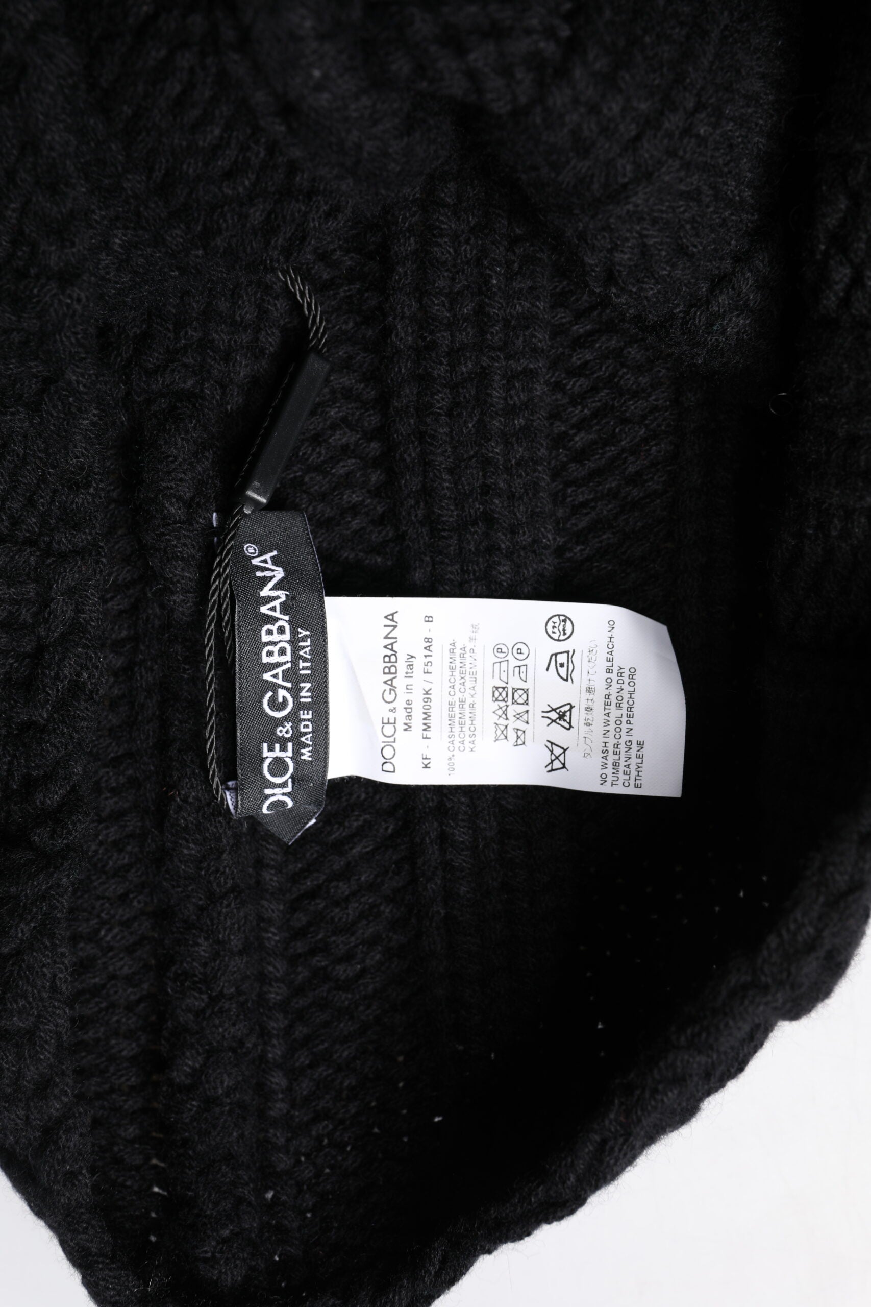 Black Cashmere Knitted Neck Warmer Foulard Scarf-Dolce & Gabbana-LabelTerrace.com