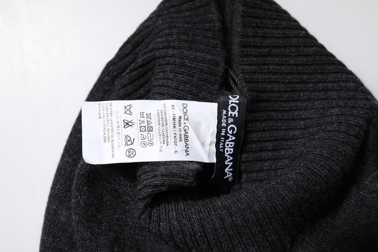 Black Cashmere Knitted Neck Warmer Foulard Scarf-Dolce & Gabbana-LabelTerrace.com