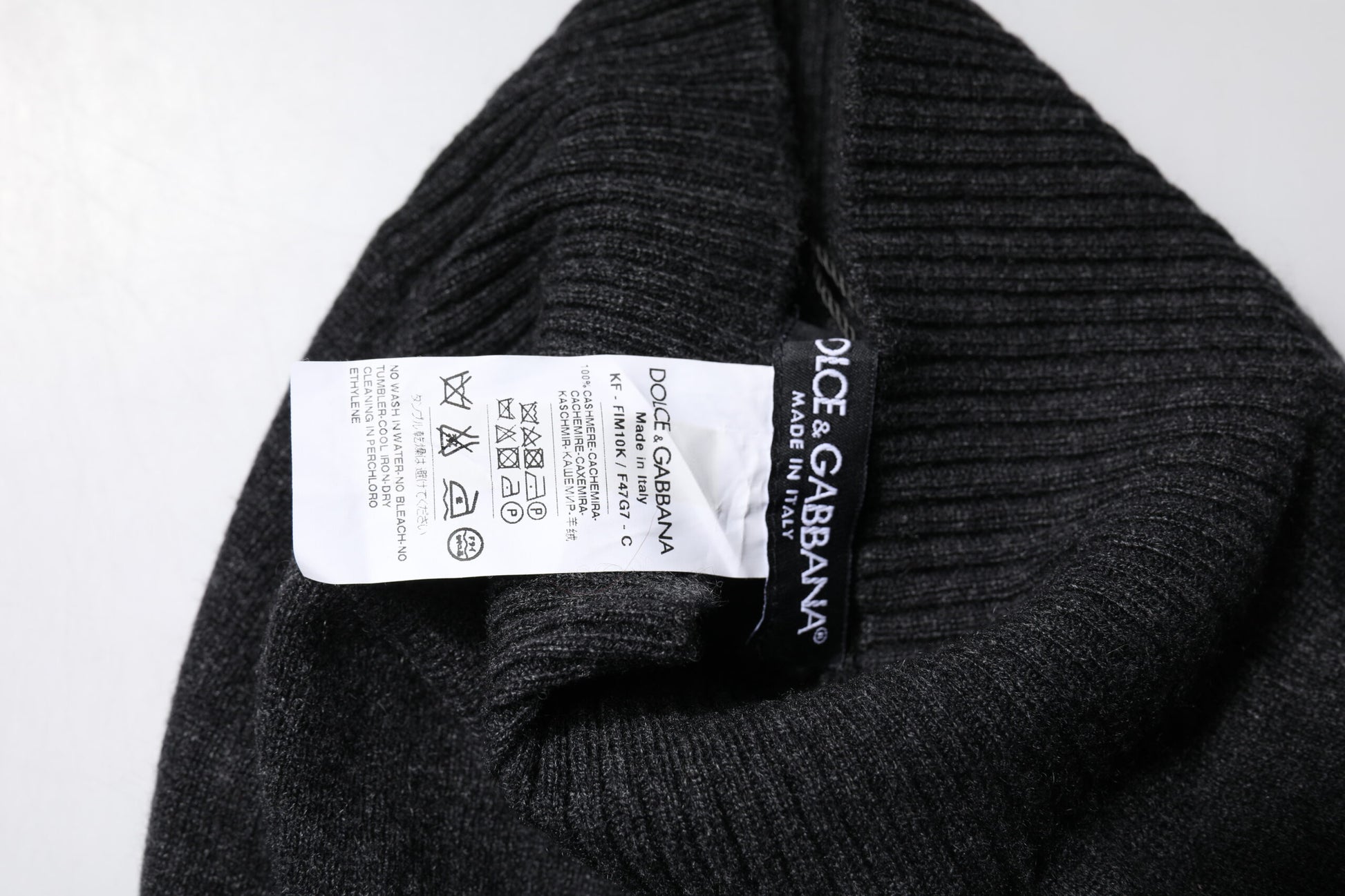 Black Cashmere Knitted Neck Warmer Foulard Scarf-Dolce & Gabbana-LabelTerrace.com