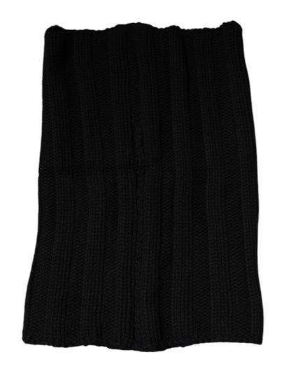Black Cashmere Knitted Neck Warmer Foulard Scarf-Dolce & Gabbana-LabelTerrace.com