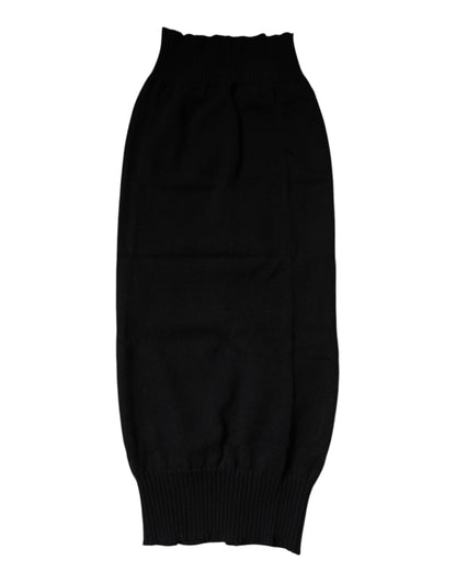 Black Cashmere Knitted Neck Warmer Foulard Scarf-Dolce & Gabbana-LabelTerrace.com