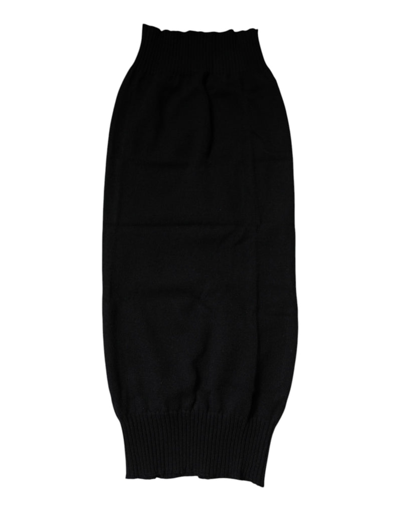 Black Cashmere Knitted Neck Warmer Foulard Scarf-Dolce & Gabbana-LabelTerrace.com