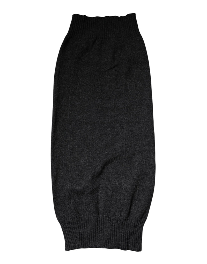 Black Cashmere Knitted Neck Warmer Foulard Scarf-Dolce & Gabbana-LabelTerrace.com