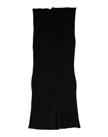 Black Cashmere Knitted Neck Warmer Foulard Scarf-Dolce & Gabbana-LabelTerrace.com