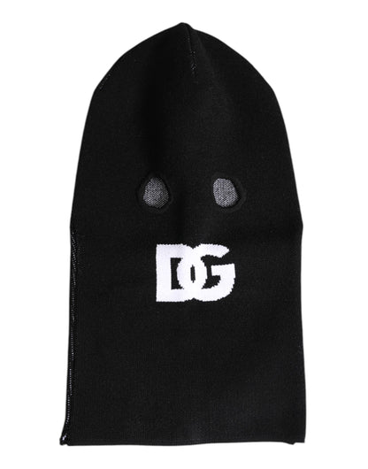 Black Cashmere Knitted Ski Mask Balaclava Hat-Dolce & Gabbana-LabelTerrace.com