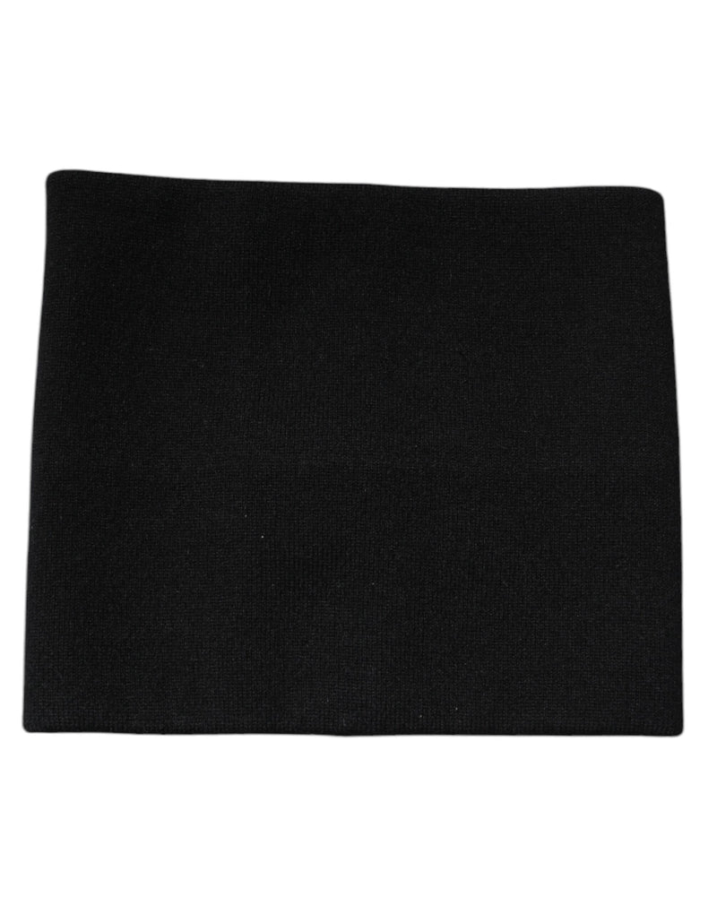 Black Cashmere Knitted Square Handkerchief Scarf-Dolce & Gabbana-LabelTerrace.com