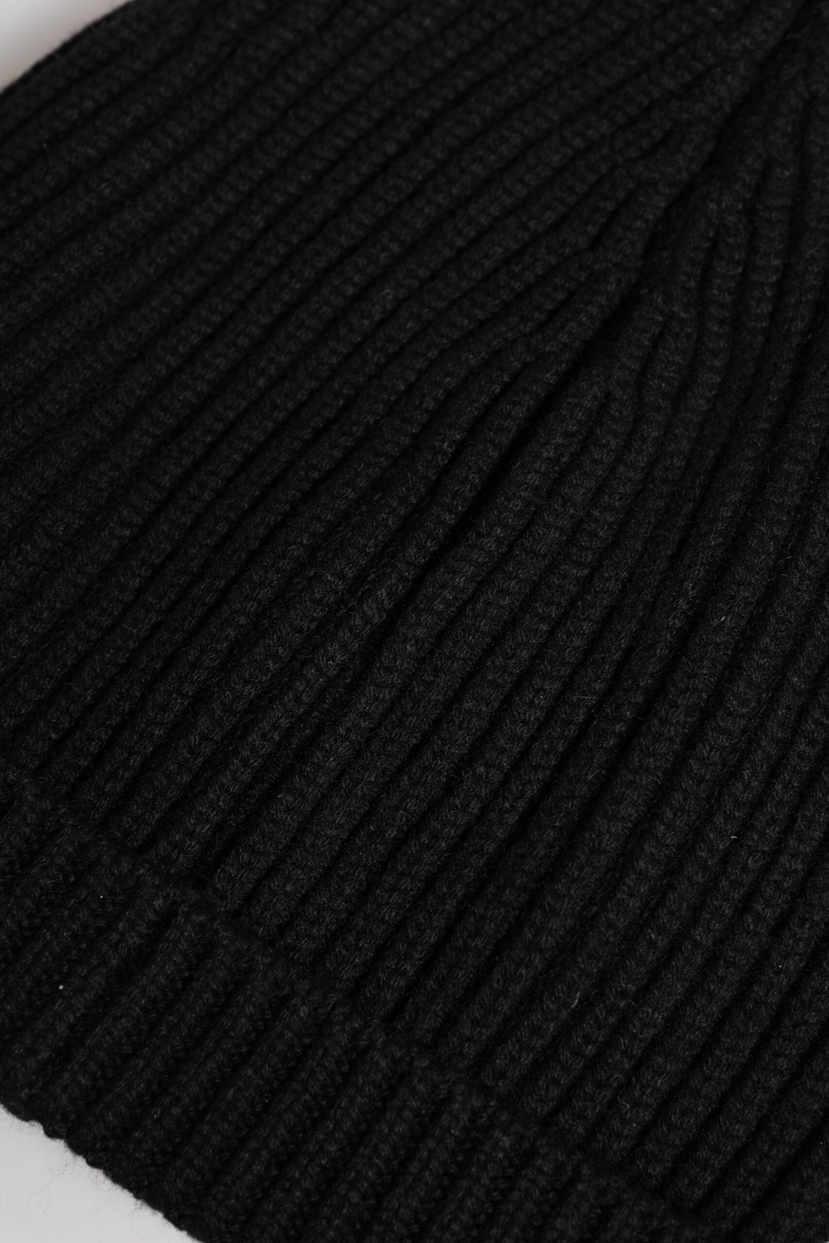 Black Cashmere Knitted Winter Beanie Hat-Dolce & Gabbana-LabelTerrace.com