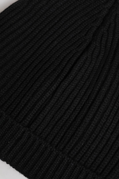 Black Cashmere Knitted Winter Beanie Hat-Dolce & Gabbana-LabelTerrace.com