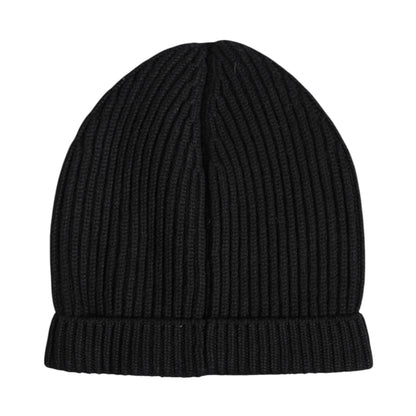Black Cashmere Knitted Winter Beanie Hat-Dolce & Gabbana-LabelTerrace.com