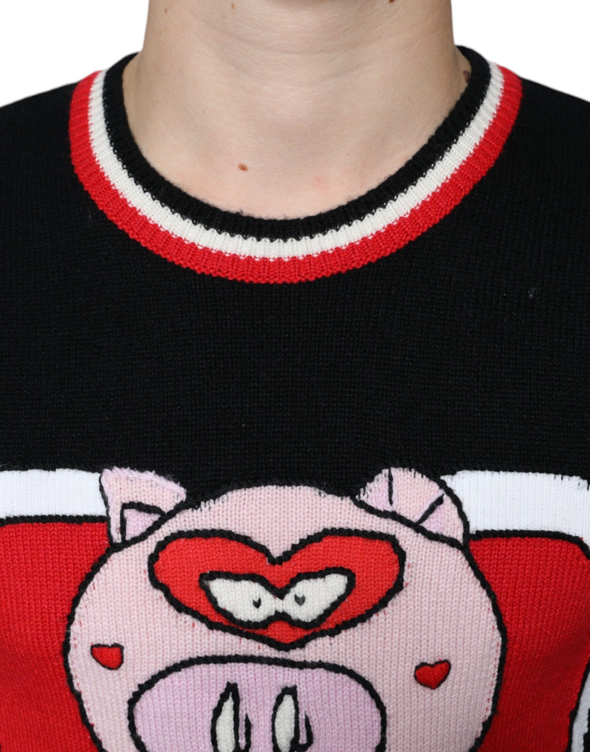 Black Cashmere Pig of the Year Pullover Sweater-Dolce & Gabbana-LabelTerrace.com