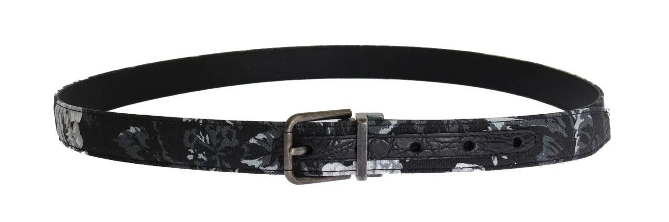 Black Cayman Linen Leather Belt-Dolce & Gabbana-LabelTerrace.com