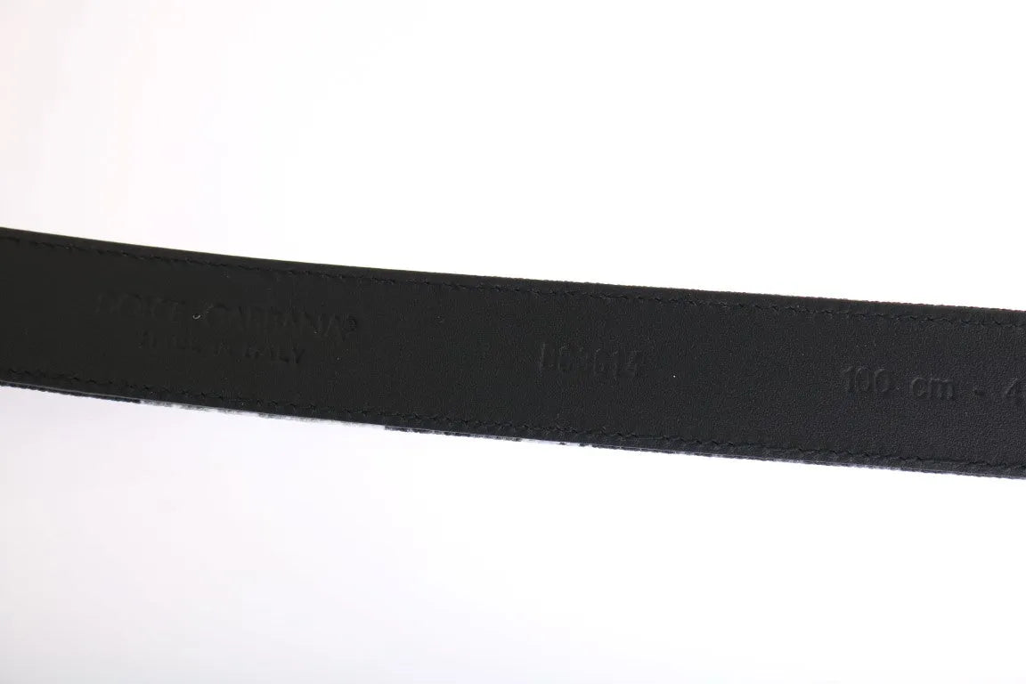 Black Cayman Linen Leather Belt-Dolce & Gabbana-LabelTerrace.com