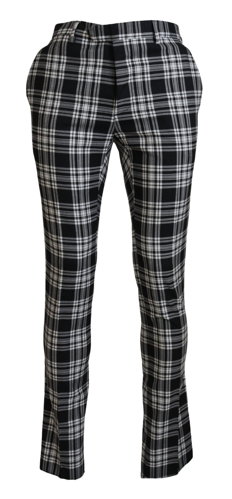 Black Checkered Cotton Men Casual Pants-BENCIVENGA-LabelTerrace.com
