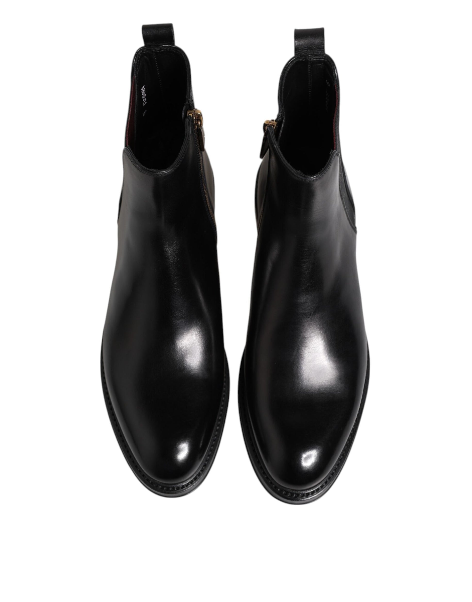Black Chelsea Leather Mid Calf Boots Shoes-Dolce & Gabbana-LabelTerrace.com
