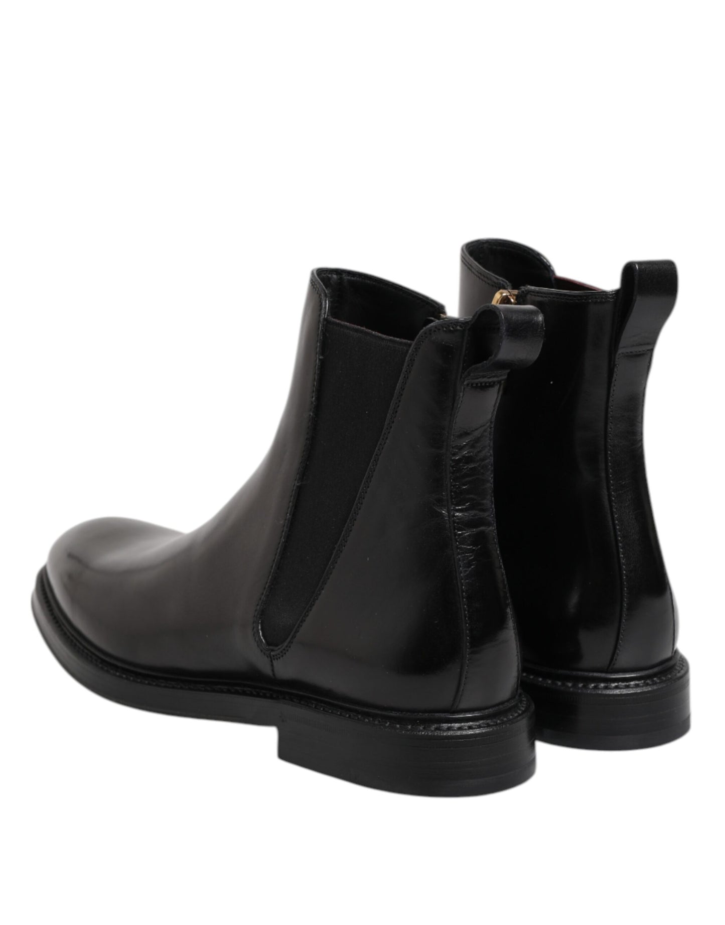 Black Chelsea Leather Mid Calf Boots Shoes-Dolce & Gabbana-LabelTerrace.com