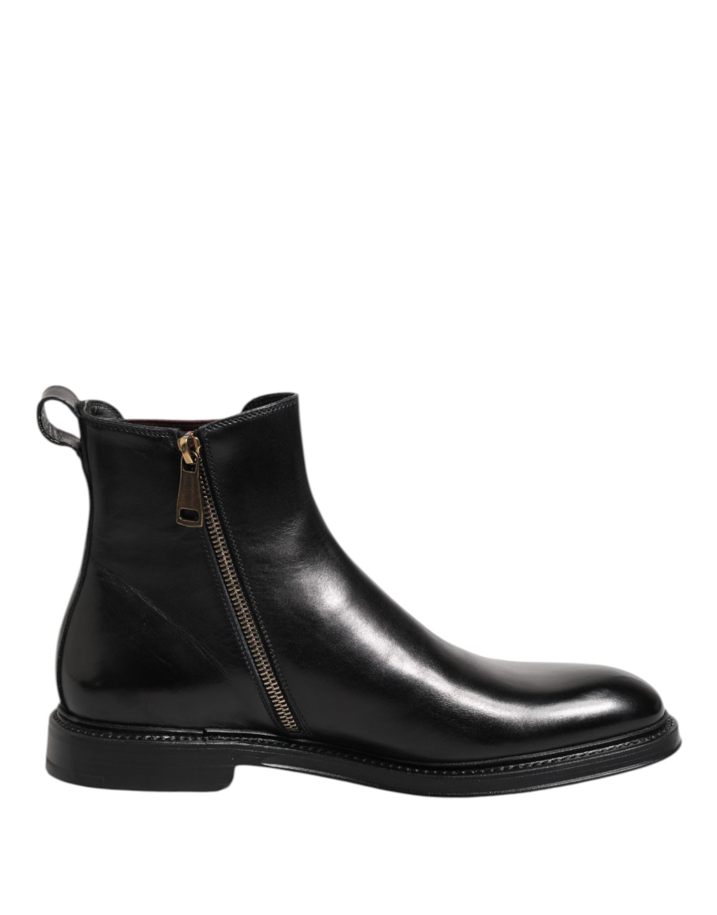 Black Chelsea Leather Mid Calf Boots Shoes-Dolce & Gabbana-LabelTerrace.com