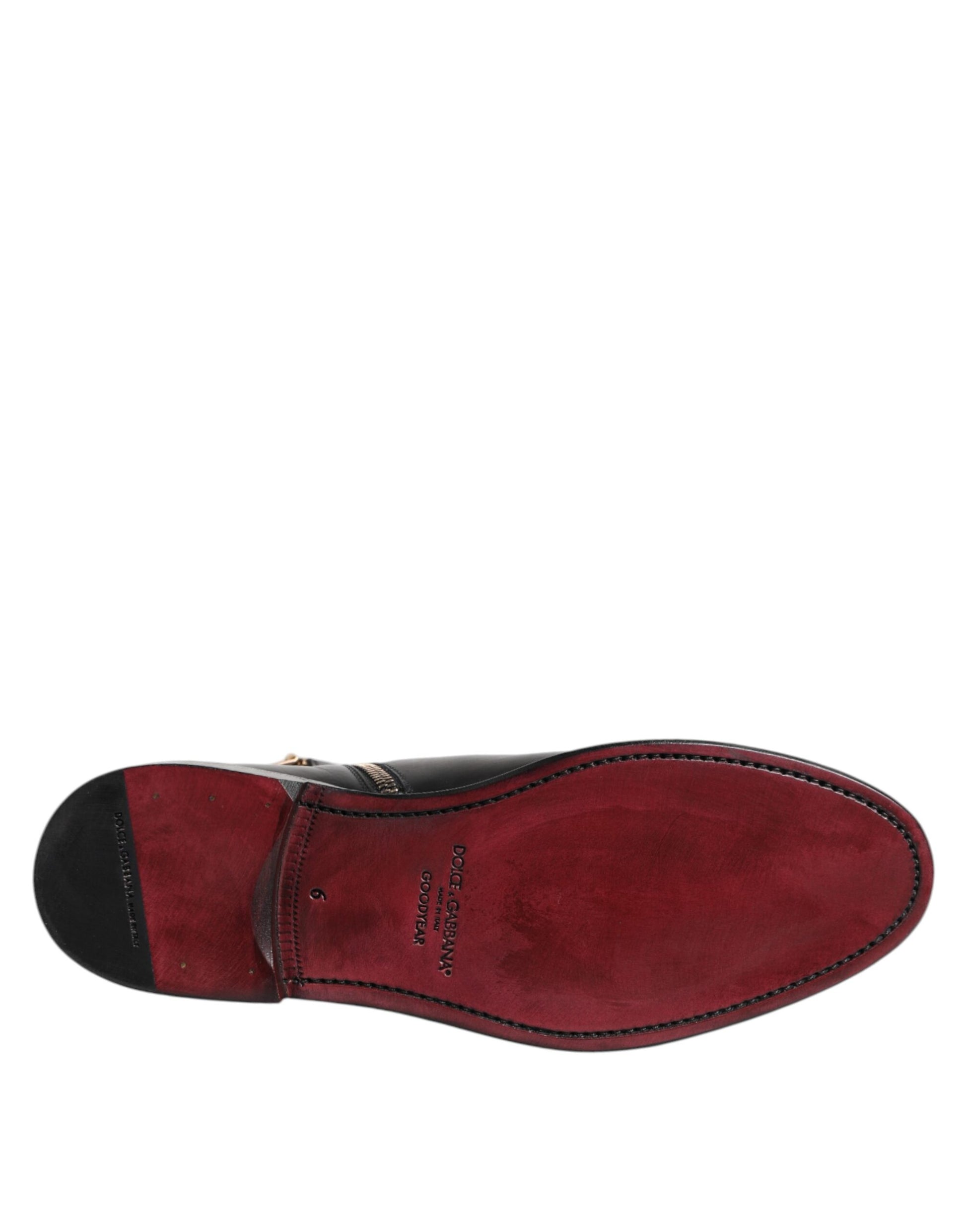 Black Chelsea Leather Mid Calf Boots Shoes-Dolce & Gabbana-LabelTerrace.com