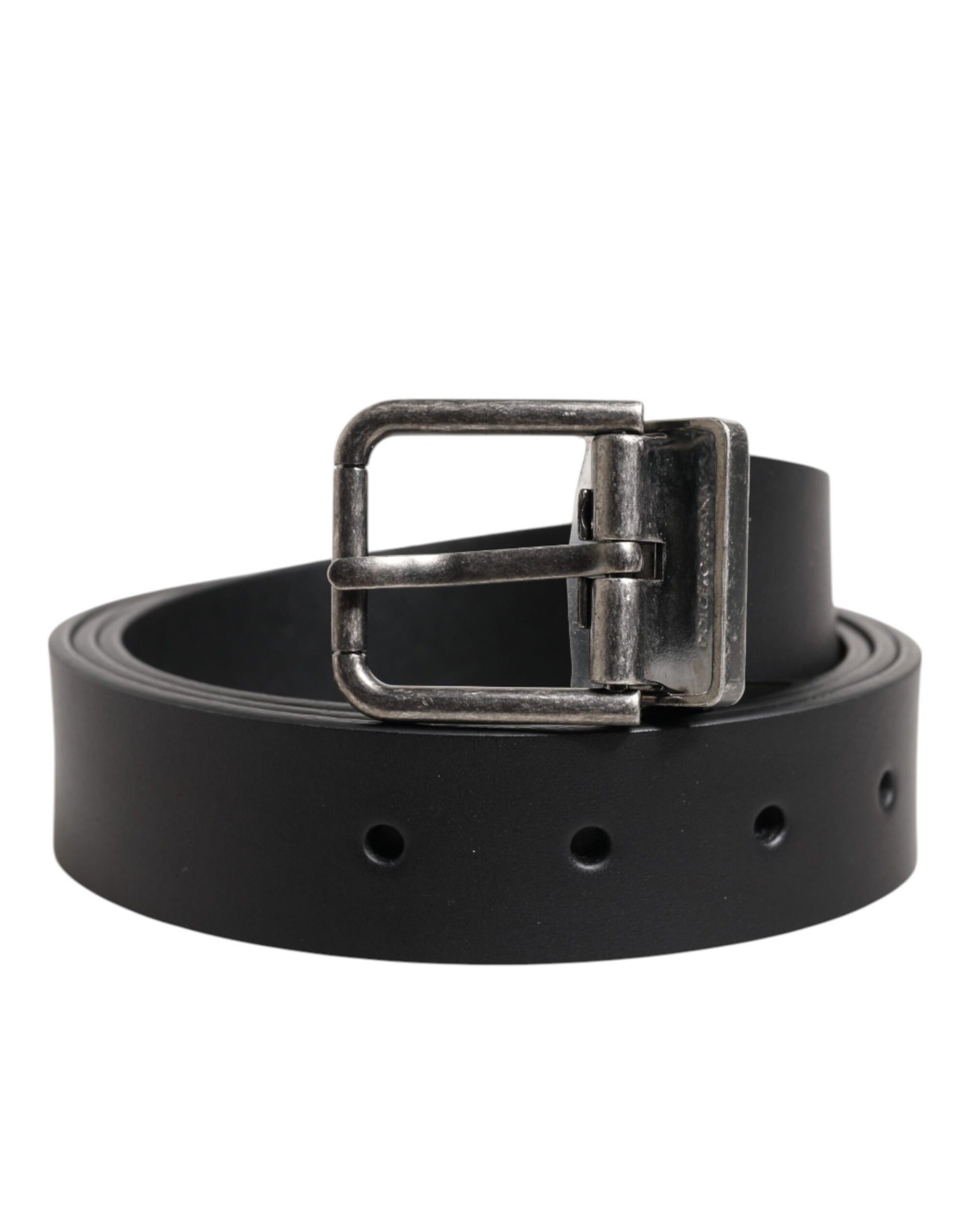 Black Classic Leather Metal Buckle Belt-Dolce & Gabbana-LabelTerrace.com