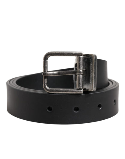 Black Classic Leather Metal Buckle Belt-Dolce & Gabbana-LabelTerrace.com