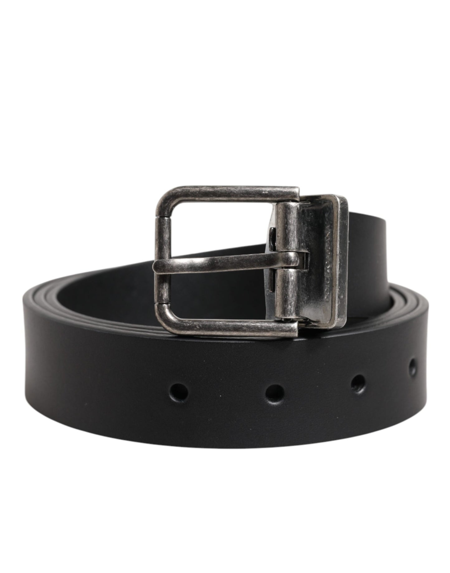 Black Classic Leather Metal Buckle Belt