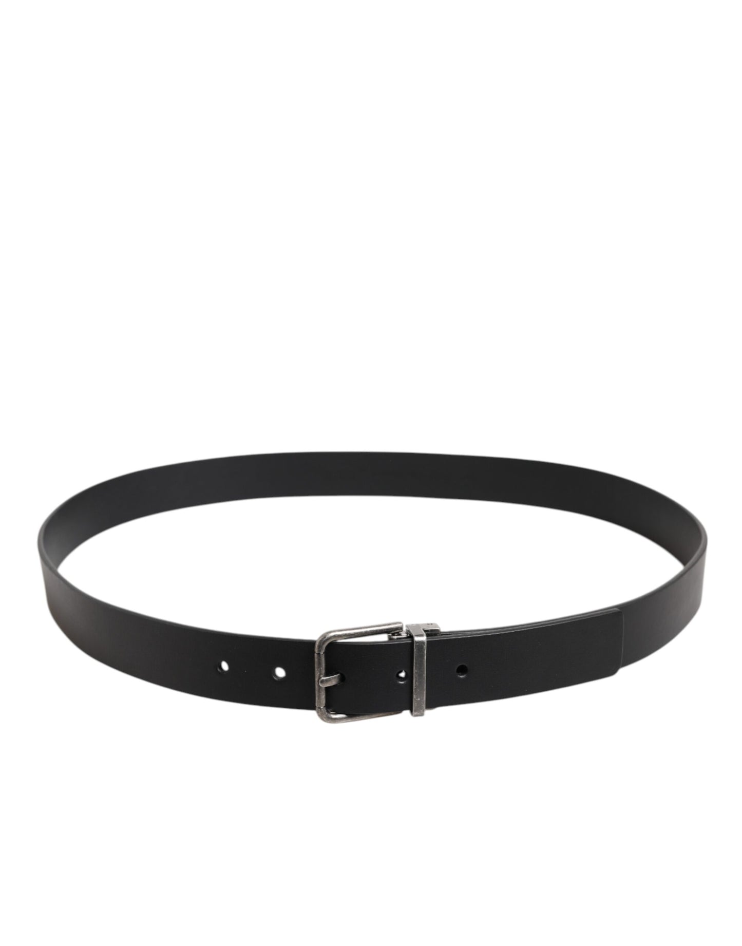 Black Classic Leather Metal Buckle Belt-Dolce & Gabbana-LabelTerrace.com