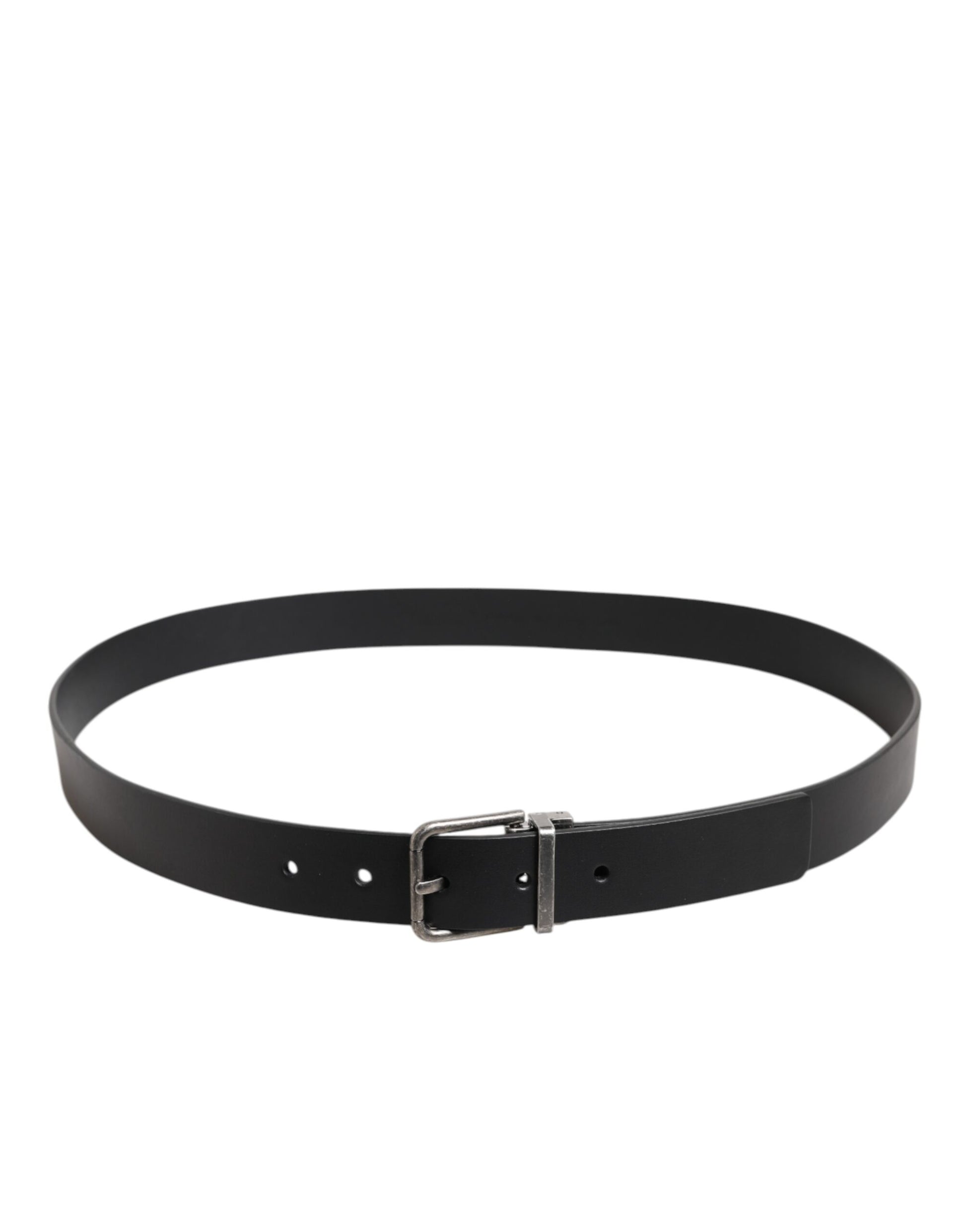 Black Classic Leather Metal Buckle Belt-Dolce & Gabbana-LabelTerrace.com