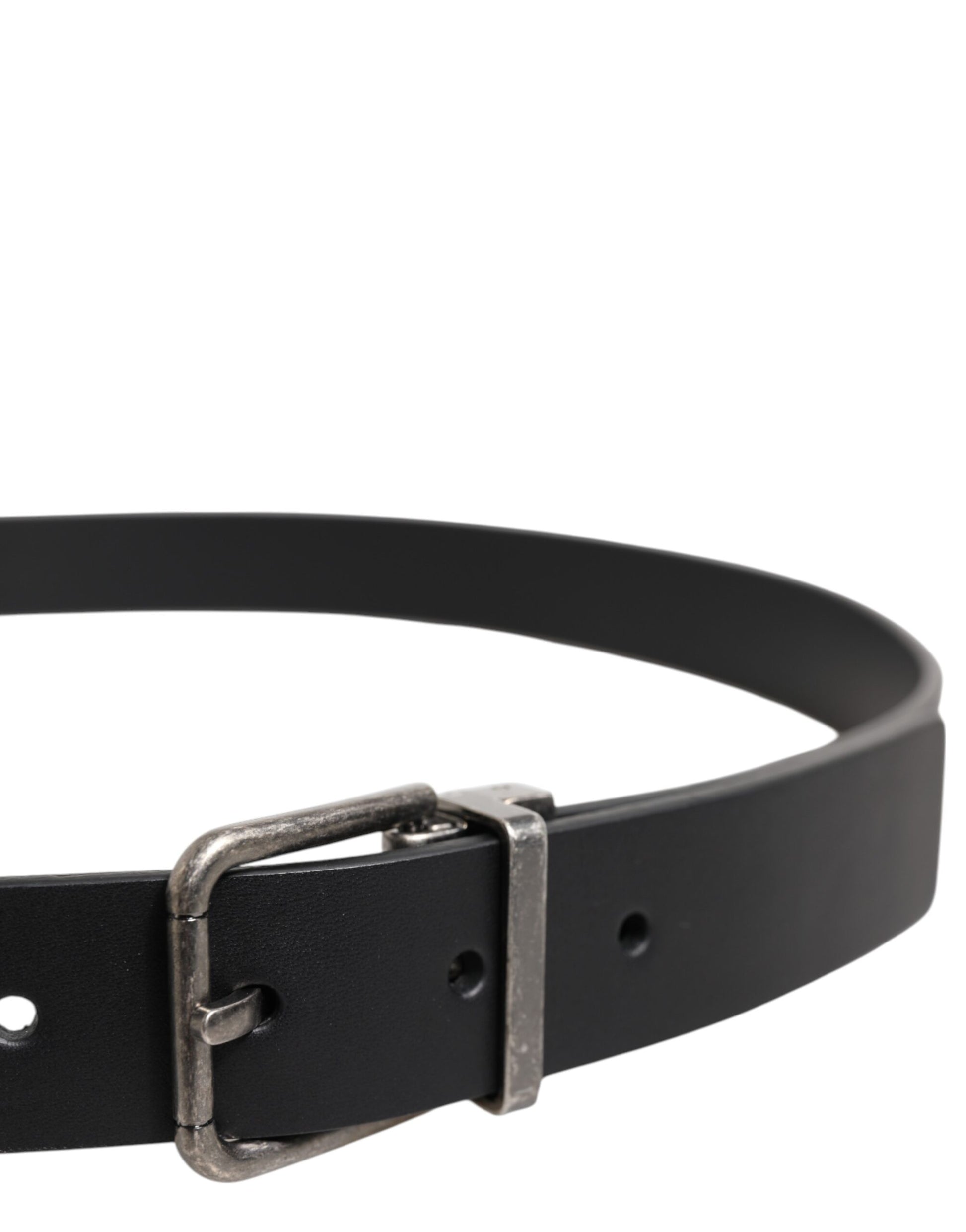 Black Classic Leather Metal Buckle Belt-Dolce & Gabbana-LabelTerrace.com