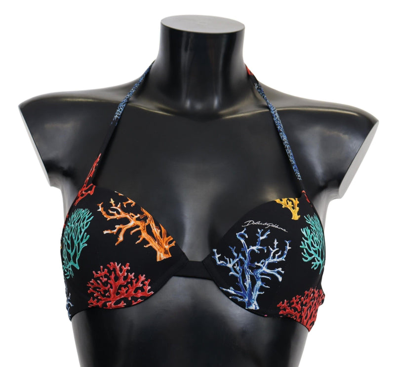 Black Corals Print Women Beachwear Bikini Tops-Dolce & Gabbana-LabelTerrace.com