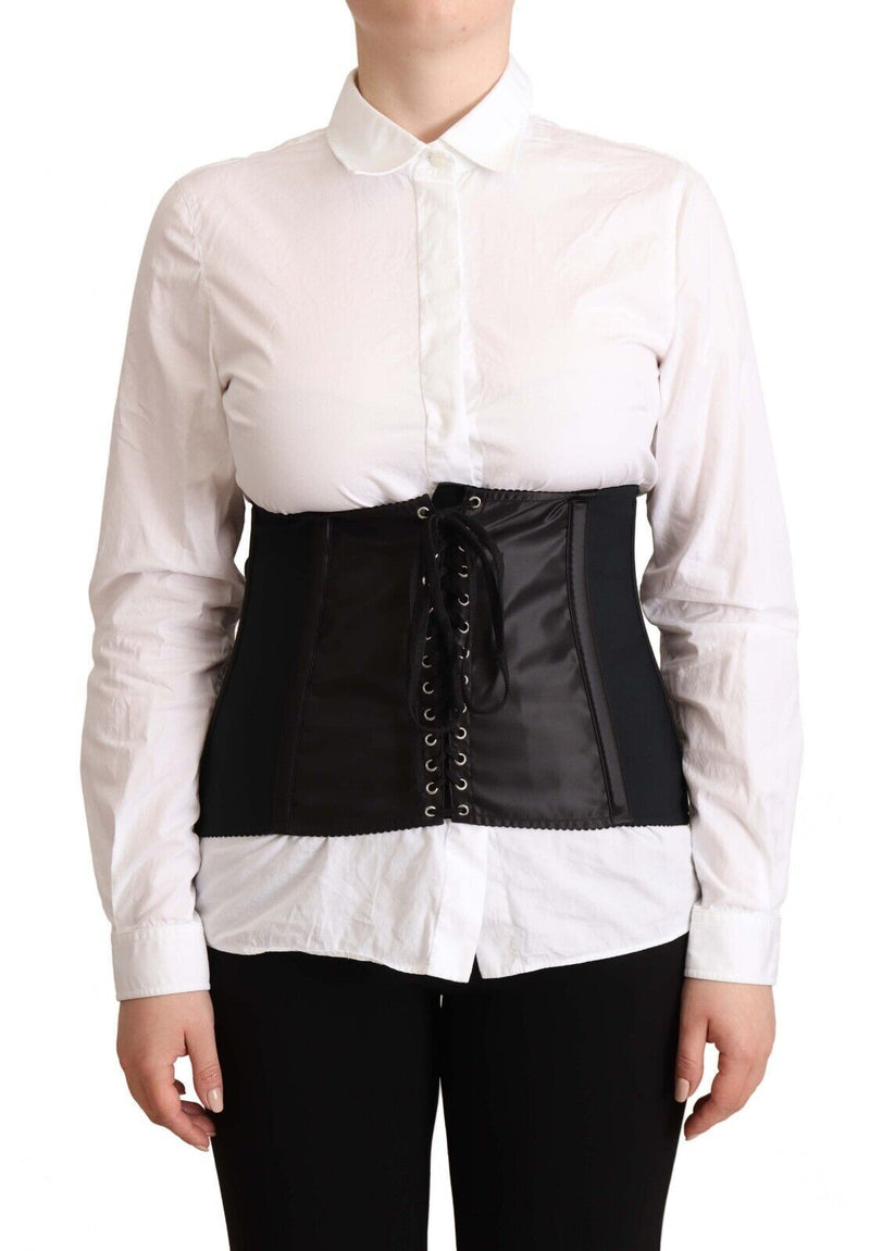 Black Corset Belt Stretch Waist Strap Top-Dolce & Gabbana-LabelTerrace.com