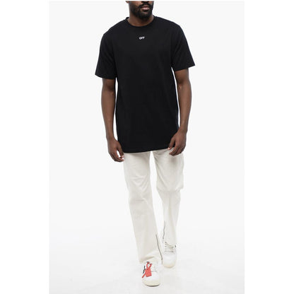 Black Cotton ARROW Crew-neck T-shirt-Off-White-LabelTerrace.com
