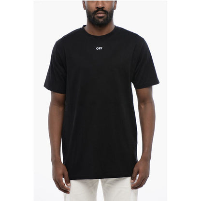 Black Cotton ARROW Crew-neck T-shirt-Off-White-LabelTerrace.com