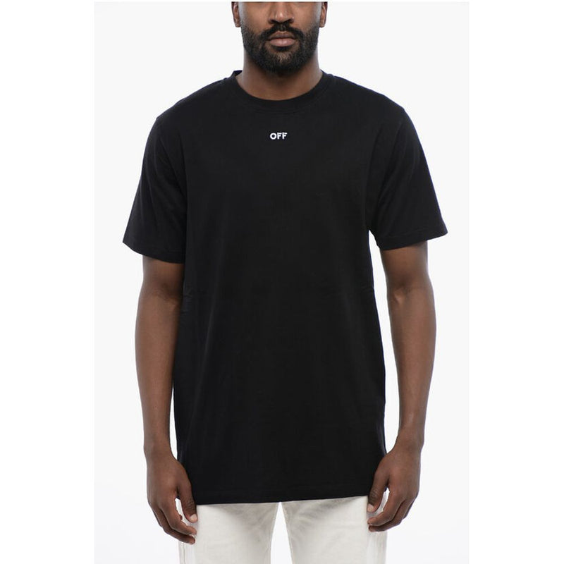 Black Cotton ARROW Crew-neck T-shirt-Off-White-LabelTerrace.com