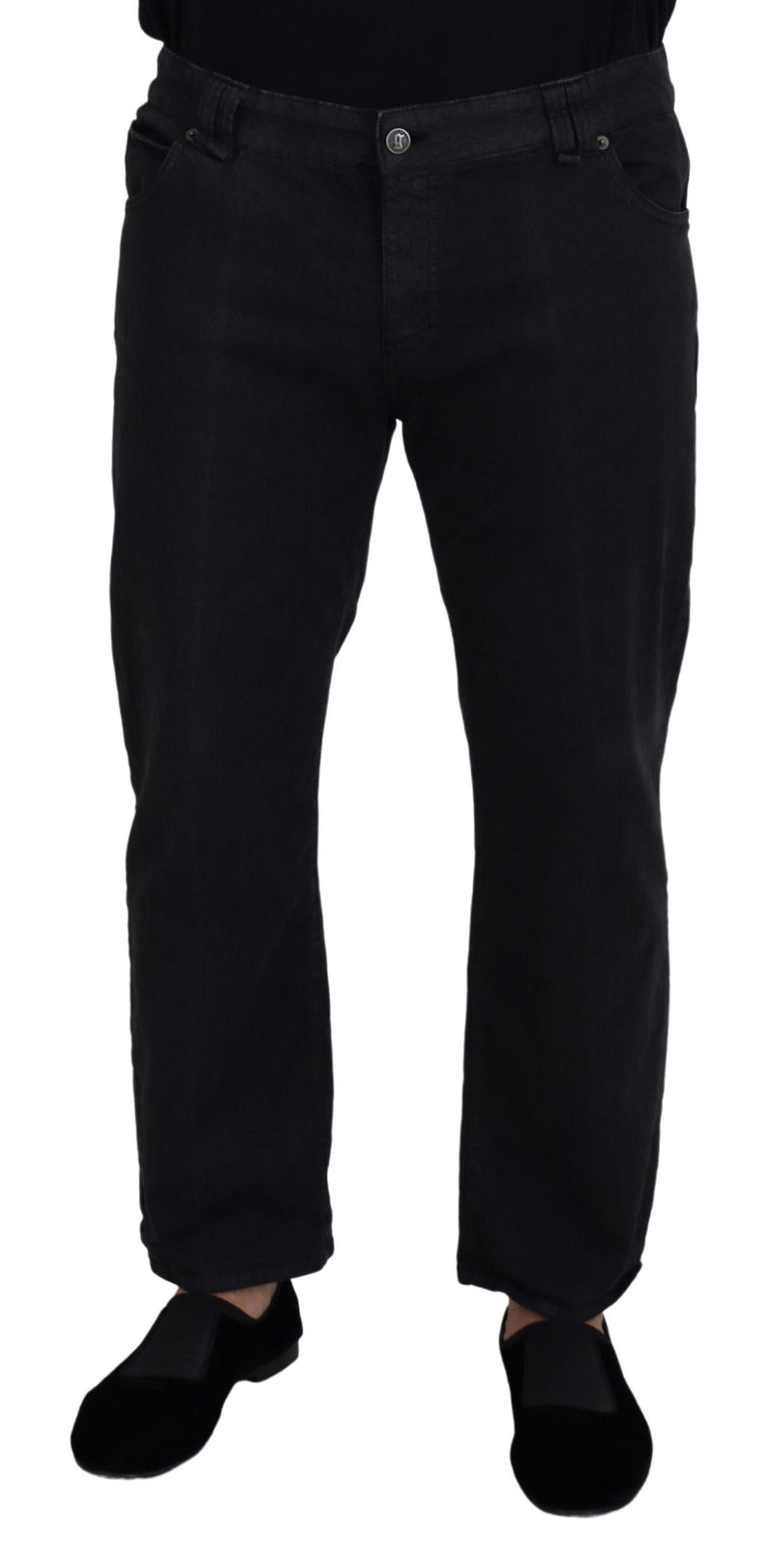 Black Cotton Back Buckle Casual Denim Jeans-John Galliano-LabelTerrace.com