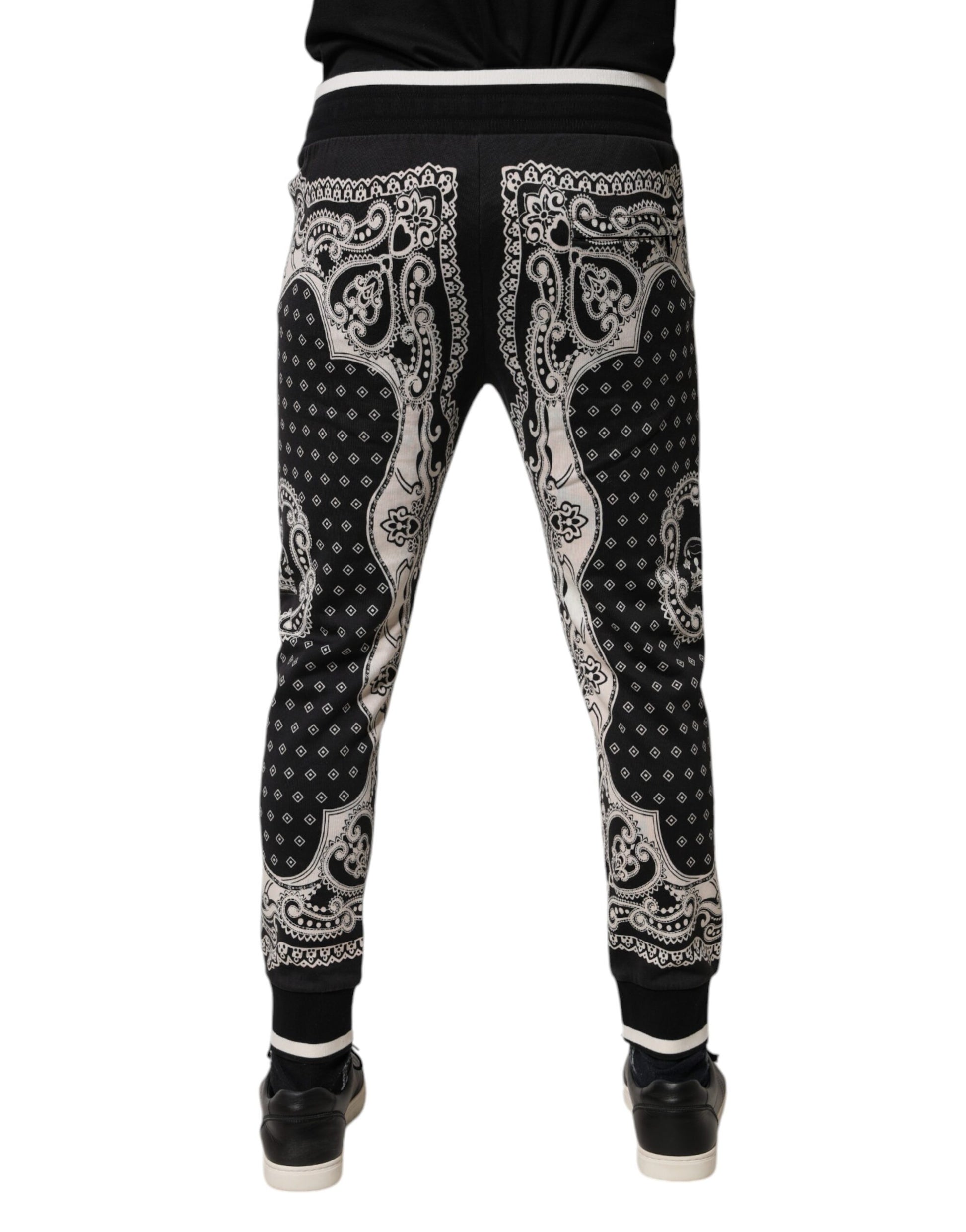 Black Cotton Bandana Jogger Sweatpants Pants-Dolce & Gabbana-LabelTerrace.com