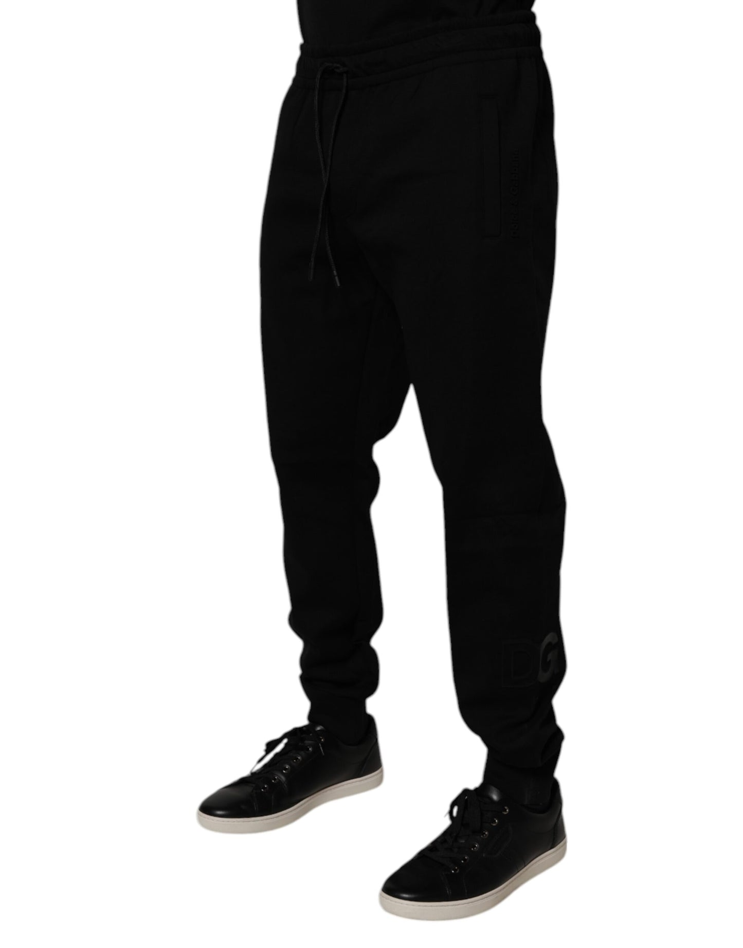 Black Cotton Blend Jogger Sweatpants Pants-Dolce & Gabbana-LabelTerrace.com